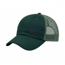 USA-made 6U Hunter Green Chino baseball cap, 3q view, manufactured in Newark NJ