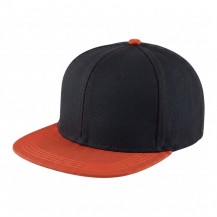 6CDHPO30 Black-Orange 3q USA-made 6H Black-Orange Cotton Duck baseball cap, 3q view, manufactured in Newark NJ