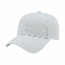 USA-made 6L White Cotton Duck baseball cap, 3q view, manufactured in Newark NJ