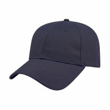 USA-made 6L Navy Cotton Duck baseball cap, 3q view, manufactured in Newark NJ
