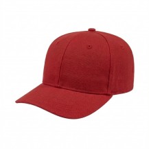 USA-made 6S Red Cotton Duck baseball cap, 3q view, manufactured in Newark NJ