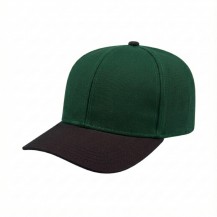 USA-made 6S Hunter Green-Black Cotton Duck baseball cap, 3q view, manufactured in Newark NJ