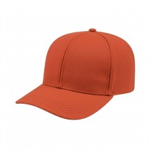 USA-made 6S Orange Cotton Duck baseball cap, 3q view, manufactured in Newark NJ