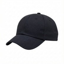 USA-made 6U Black Cotton Duck baseball cap, 3q view, manufactured in Newark NJ