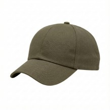 USA-made 6U Khaki Cotton Duck baseball cap, 3q view, manufactured in Newark NJ