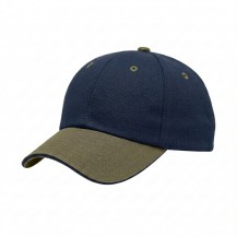 USA-made 6U Navy-Khaki Cotton Duck baseball cap, 3q view, manufactured in Newark NJ