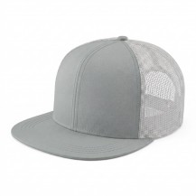 USA-made 6H Light Gray Polycotton Twill baseball cap, 3q view, manufactured in Newark NJ