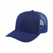 USA-made 6S Royal Blue Polycotton Twill baseball cap, 3q view, manufactured in Newark NJ