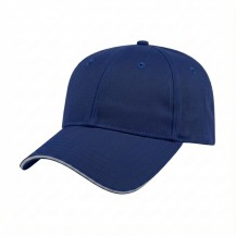 USA-made 6L Royal Blue-Light Gray Cotton Spandex baseball cap, 3q view, manufactured in Newark NJ