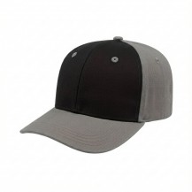 USA-made 6S Black-Light Gray Cotton Spandex baseball cap, 3q view, manufactured in Newark NJ