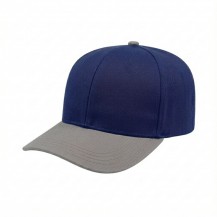 USA-made 6S Royal Blue-Light Gray Cotton Spandex baseball cap, 3q view, manufactured in Newark NJ