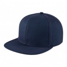 USA-made 6H Navy Polycotton Twill baseball cap, 3q view, manufactured in Newark NJ