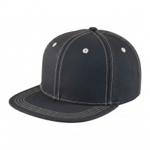 USA-made 6H Dark Gray-White Polycotton Twill baseball cap, 3q view, manufactured in Newark NJ