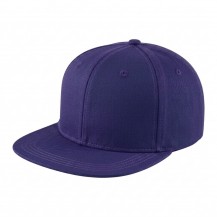 USA-made 6H Purple Polycotton Twill baseball cap, 3q view, manufactured in Newark NJ