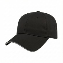 6CTLLE52 Black-Light Gray 3q USA-made 6L Black-Light Gray Polycotton Twill baseball cap, 3q view, manufactured in Newark NJ