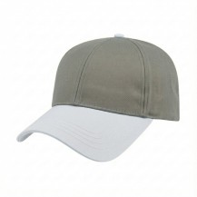 USA-made 6L Light Gray-White Polycotton Twill baseball cap, 3q view, manufactured in Newark NJ