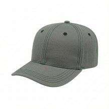 USA-made 6S Light Gray-Black Polycotton Twill baseball cap, 3q view, manufactured in Newark NJ