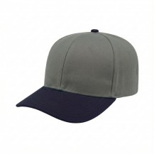 USA-made 6S Light Gray-Navy Polycotton Twill baseball cap, 3q view, manufactured in Newark NJ