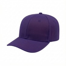 USA-made 6S Purple Polycotton Twill baseball cap, 3q view, manufactured in Newark NJ