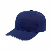 USA-made 6S Royal Blue-White Polycotton Twill baseball cap, 3q view, manufactured in Newark NJ