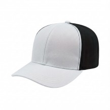 USA-made 6S White-Black Polycotton Twill baseball cap, 3q view, manufactured in Newark NJ