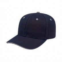 USA-made 6S Navy-Light Gray Polycotton Twill baseball cap, 3q view, manufactured in Newark NJ