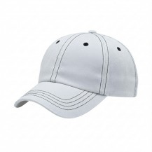 USA-made 6U White-Black Polycotton Twill baseball cap, 3q view, manufactured in Newark NJ