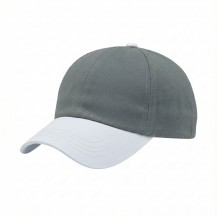 USA-made 6U Light Gray-White Polycotton Twill baseball cap, 3q view, manufactured in Newark NJ