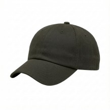 USA-made 6U Olive Polycotton Twill baseball cap, 3q view, manufactured in Newark NJ