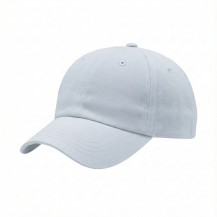 USA-made 6U White Polycotton Twill baseball cap, 3q view, manufactured in Newark NJ