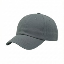USA-made 6U Light Gray Polycotton Twill baseball cap, 3q view, manufactured in Newark NJ