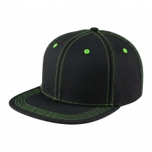 USA-made 6H Black-Safety Green Diamond Pro baseball cap, 3q view, manufactured in Newark NJ