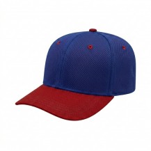 USA-made 6S Royal Blue-Red Diamond Pro baseball cap, 3q view, manufactured in Newark NJ