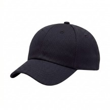 USA-made 6U Navy Diamond Pro baseball cap, 3q view, manufactured in Newark NJ