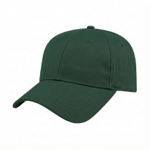 USA-made 6L Hunter Green Domestic Twill baseball cap, 3q view, manufactured in Newark NJ