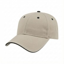 USA-made 6L Putty-Black Domestic Twill baseball cap, 3q view, manufactured in Newark NJ
