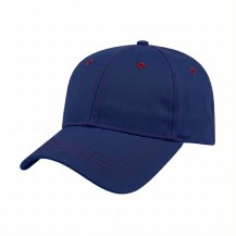 USA-made 6L Royal Blue-Red Domestic Twill baseball cap, 3q view, manufactured in Newark NJ