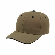 USA-made 6S Khaki-Black Domestic Twill baseball cap, 3q view, manufactured in Newark NJ