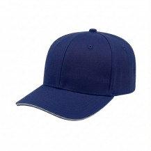 USA-made 6S Royal Blue-Light Gray Domestic Twill baseball cap, 3q view, manufactured in Newark NJ