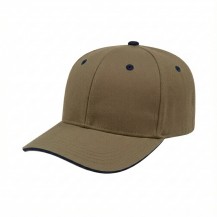 USA-made 6S Khaki-Navy Domestic Twill baseball cap, 3q view, manufactured in Newark NJ