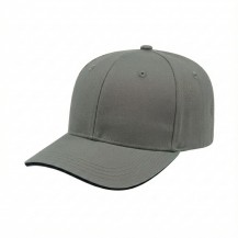 6DTSVE52 Light Gray-Black 3q USA-made 6S Light Gray-Black Domestic Twill baseball cap, 3q view, manufactured in Newark NJ
