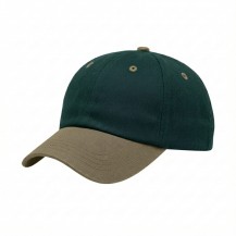 USA-made 6U Hunter Green-Khaki Domestic Twill baseball cap, 3q view, manufactured in Newark NJ