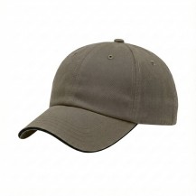 USA-made 6U Khaki-Black Domestic Twill baseball cap, 3q view, manufactured in Newark NJ