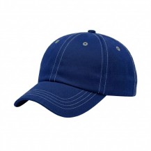 USA-made 6U Royal Blue-Light Gray Domestic Twill baseball cap, 3q view, manufactured in Newark NJ