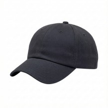 USA-made 6U Dark Gray Domestic Twill baseball cap, 3q view, manufactured in Newark NJ