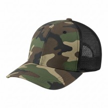 Olive-Black Camo/Mesh Velcro Flat Brim