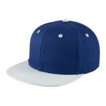 USA-made 6H Royal Blue-White Organic Twill baseball cap, 3q view, manufactured in Newark NJ
