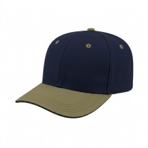 USA-made 6S Navy-Khaki Organic Twill baseball cap, 3q view, manufactured in Newark NJ