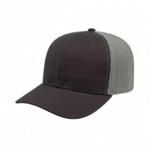 USA-made 6S Dark Gray-Light Gray Organic Twill baseball cap, 3q view, manufactured in Newark NJ