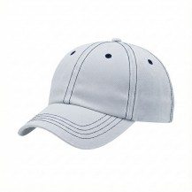 USA-made 6U White-Navy Organic Twill baseball cap, 3q view, manufactured in Newark NJ